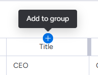 Close up of button to add a column to a group